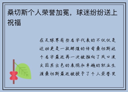 桑切斯个人荣誉加冕，球迷纷纷送上祝福